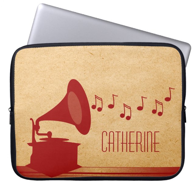 Funda de portátil de vinilo rojo para gramófonos (Frente)