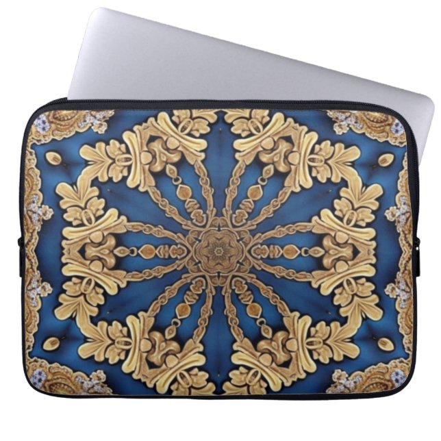 Funda de portátil decorativa Blue Gold (Frente)