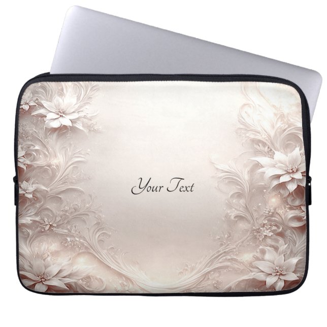 Funda de portátil Floral de marfil blanco (Frente)
