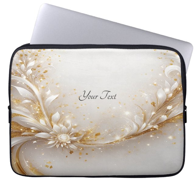 Funda de portátil Floral de oro blanco (Frente)