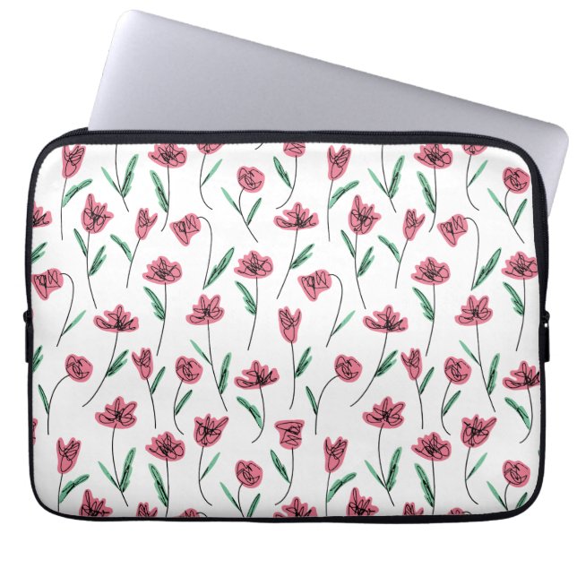 Funda de portátil floral sensacional - Flores esgr (Frente)