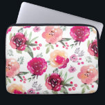 Funda de portátil rosa floral<br><div class="desc">============================== Los tonos de flores rosadas y el patrón de hojas en una manga portátil hacen una impresionante declaración de moda. AÑADIR su nombre, su nombre inicial, cualquier texto o añadir foto a su personalizar o regalar como regalo. Estuche para iPhone y estuche para iPad a juego. Perfecto para un...</div>
