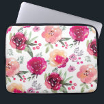 Funda de portátil rosa floral<br><div class="desc">============================== Los tonos de flores rosadas y el patrón de hojas en una manga portátil hacen una impresionante declaración de moda. AÑADIR su nombre, su nombre inicial, cualquier texto o añadir foto a su personalizar o regalar como regalo. Estuche para iPhone y estuche para iPad a juego. Perfecto para un...</div>