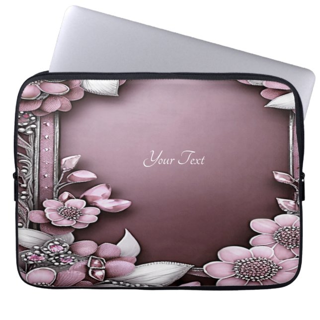 Funda de portátil rosa floral (Frente)