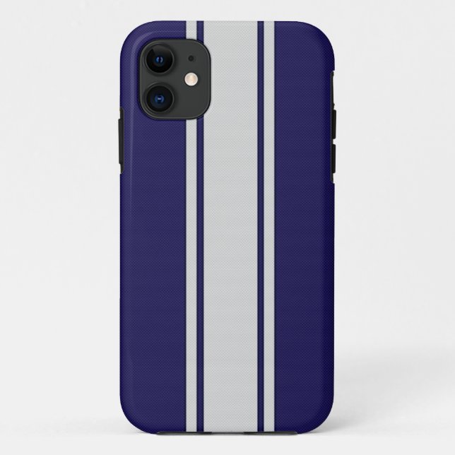 Funda de rayas de fibra de carbono azul y blanco i (Reverso)