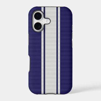 Funda de rayas de fibra de carbono azul y blanco i