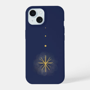 Funda de teléfono azul de estrella amarilla minima
