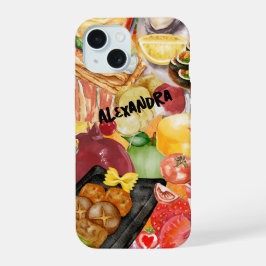 Funda de teléfono collage de comida colorida
