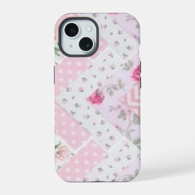 Funda de teléfono con colcha floral rosa (Reverso )