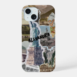 Funda de teléfono con collage de destinos de viaje