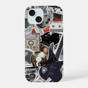 Funda de teléfono con collage de música, cubierta