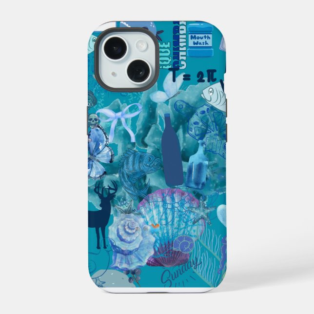 Funda de teléfono con collage de océano azul (Reverso )