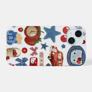 Funda de teléfono con collage vintage rojo azul mo