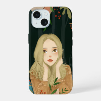 Funda de teléfono con ilustración de niña hermosa