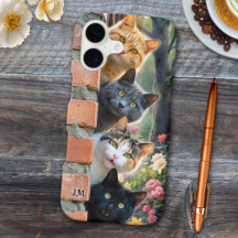 Funda de teléfono con jardín de gatos divertidos y