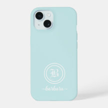 Funda de teléfono con monograma azul y nombre pers