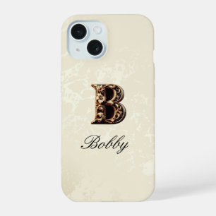 Funda de teléfono con monograma barroco en oro ele