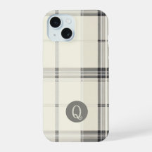 Funda de teléfono con monograma de cuadros clásico