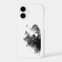Funda de teléfono con paisaje de pagoda zen con ti