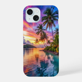 Funda de teléfono con paisaje de puesta de sol en 