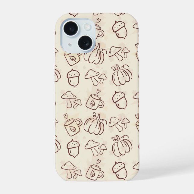 Funda de teléfono con patrón de garabatos de otoño (Reverso )
