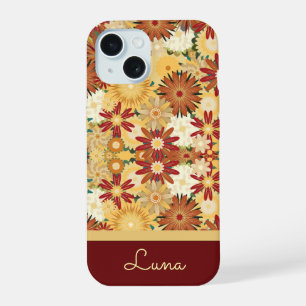 Funda de teléfono con patrón floral cálido retro p