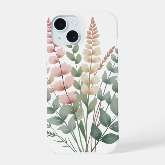 Funda de teléfono con patrón floral de helechos bo (Reverso )