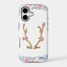 Funda de teléfono de asta de alce floral linda