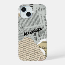 Funda de teléfono de collage de periódico