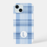 Funda de teléfono de cuadros clásica azul claro y