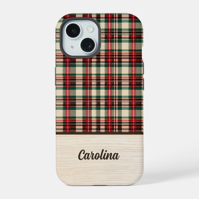 Funda de teléfono de cuadros de Navidad | Nombre p (Reverso )