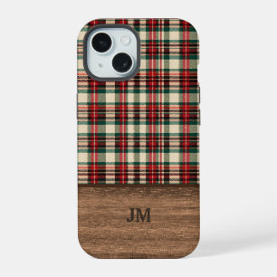 Funda de teléfono de cuadros escoceses con monogra