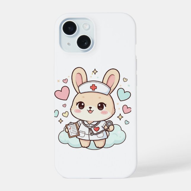 Funda de teléfono de enfermera conejo Kawaii linda (Reverso )