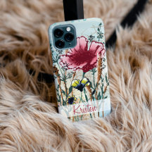 Funda de teléfono de flor silvestre mixta personal