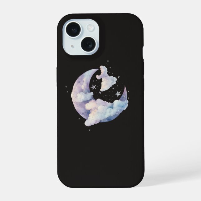 Funda de teléfono de Luna Soñadora y Nubes (Reverso )