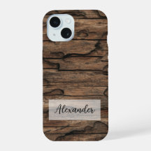 Funda de teléfono de madera con crestas e imperfec