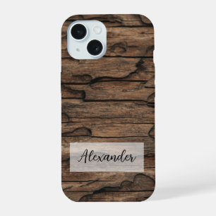 Funda de teléfono de madera con crestas e imperfec
