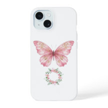Funda de teléfono de mariposa de acuarela rosa - U