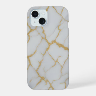 Funda de teléfono de mármol blanco y vetas doradas