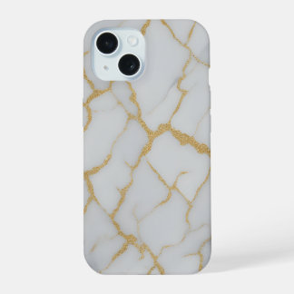 Funda de teléfono de mármol blanco y vetas doradas