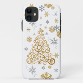 Funda de teléfono de Navidad de oro y plata