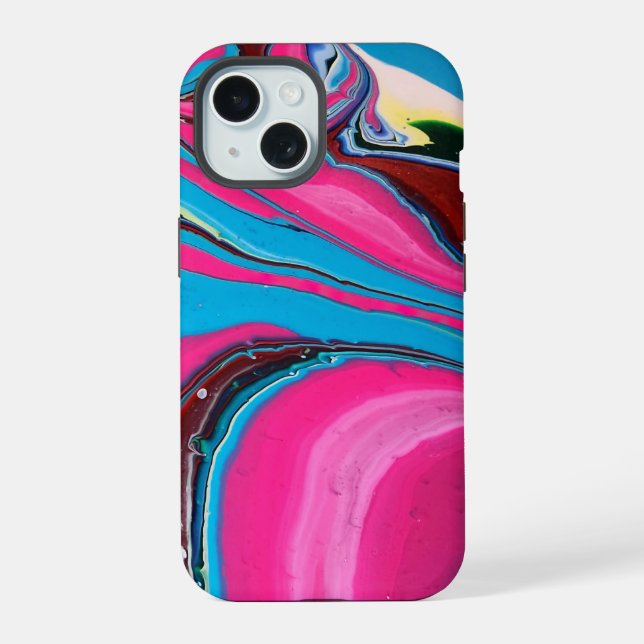 Funda de teléfono de pintura rosa y azul (Reverso )