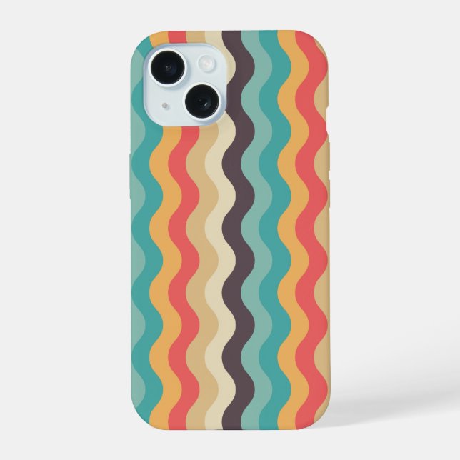 Funda de teléfono de rayas onduladas retro | Groov (Reverso )