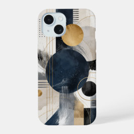 Funda de teléfono dorada y azul marino con diseño