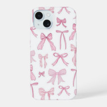 Funda de teléfono estética con lazos rosados lindo