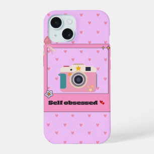 Funda de teléfono estética de cámara rosa linda