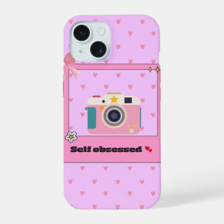Funda de teléfono estética de cámara rosa linda