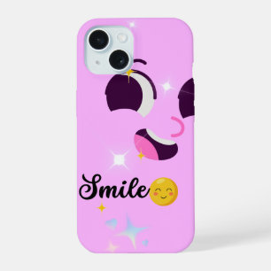Funda de teléfono estética rosa Kawaii Smile