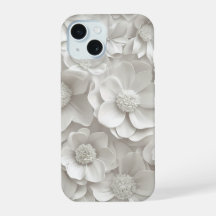 Funda de teléfono floral blanca elegante 3D