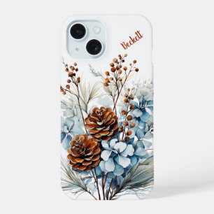 Funda de teléfono floral de invierno personalizada